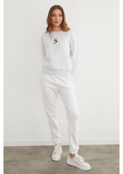 3 Iplik Ayıcık Nakışlı Bisiklet Yaka Sweatshirt modelleri