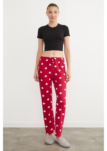 Kalp Desenli Süet Pijama Altı modelleri