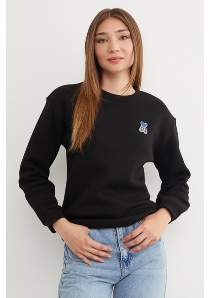 3 Iplik Taş Işlemeli Ayıcık Nakışlı Sweatshirt fiyatları