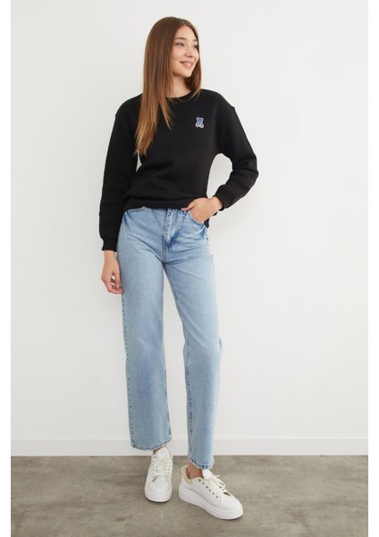 3 Iplik Taş Işlemeli Ayıcık Nakışlı Sweatshirt modelleri