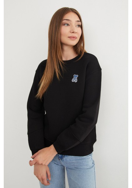 3 Iplik Taş Işlemeli Ayıcık Nakışlı Sweatshirt fırsatları