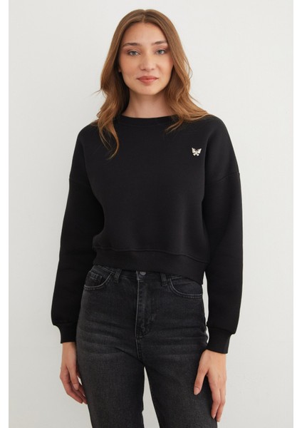 3 Iplik Metal Kelebek Aksesuarlı Sweatshirt modelleri
