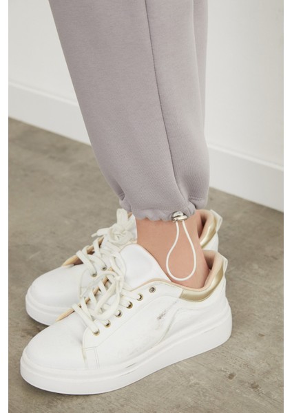 3 Iplik Beli Lastikli Paçası Stoperli Jogger Eşofman Altı