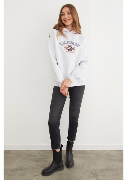 3 Iplik Rugby Nakışlı Kapüşonlu Sweatshirt modelleri