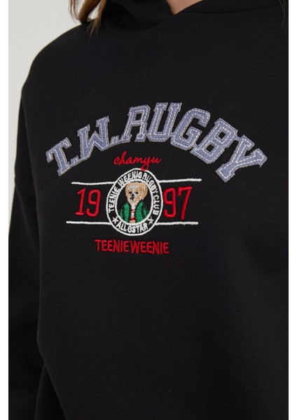 3 Iplik Rugby Nakışlı Kapüşonlu Sweatshirt fırsatları