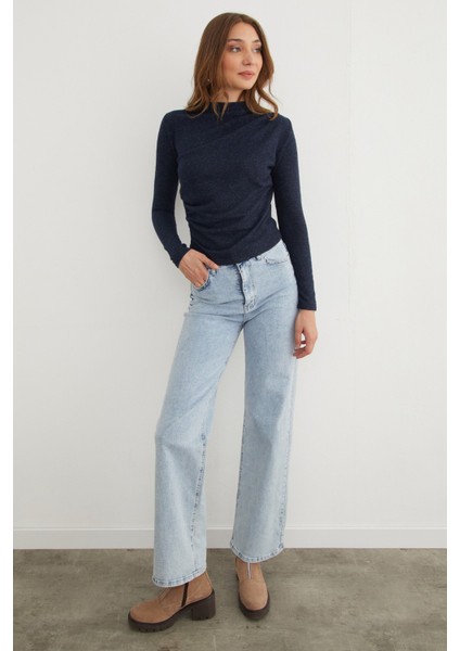 Yanı Drapeli Dik Yaka Triko Bluz fiyatları