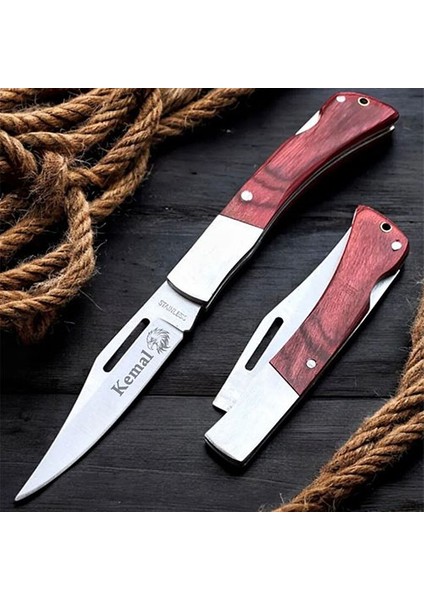 Kişiye Özel Isimli Columbia 003B-21 cm Kartal Baskılı Columbia Gül Orta Çakı