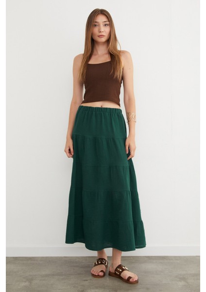 Beli Lastikli Keten Görünümlü Etek modelleri