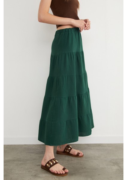 Beli Lastikli Keten Görünümlü Etek fırsatları