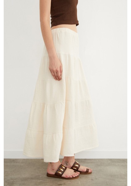 Beli Lastikli Keten Görünümlü Etek fırsatları