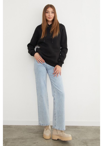 3 Iplik Basic Oversize Kapüşonlu Sweatshirt modelleri