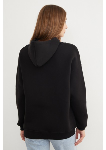 3 Iplik Basic Oversize Kapüşonlu Sweatshirt indirimleri