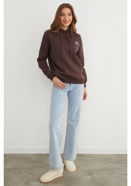 3 Iplik Fiyonk Işlemeli Kapüşonlu Sweatshirt fiyatları