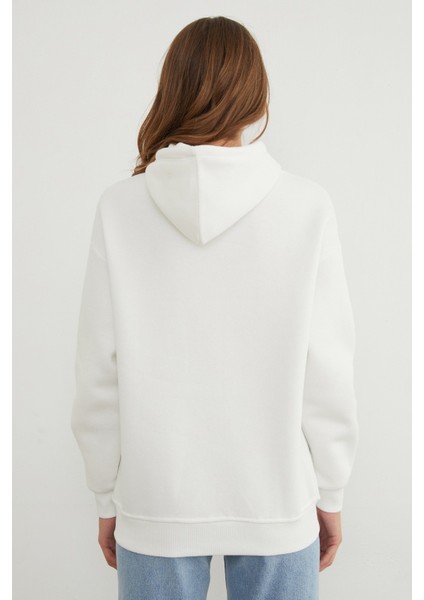 3 Iplik Rugby Nakışlı Kapüşonlu Sweatshirt