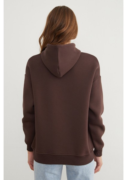 3 Iplik Fiyonk Işlemeli Kapüşonlu Sweatshirt