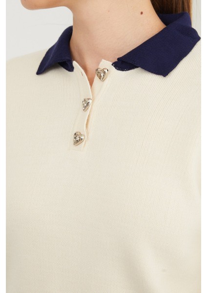 Basic Gömlek Yaka Yarım Düğmeli Triko Kazak indirimleri