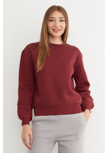 3 Iplik Basic Bisiklet Yaka Sweatshirt