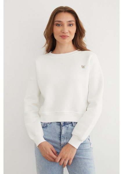 3 Iplik Metal Kelebek Aksesuarlı Sweatshirt fiyatları