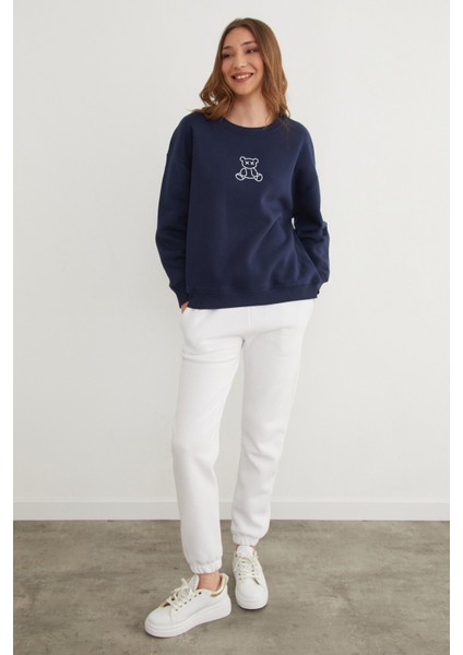 3 Iplik Ayıcık Baskılı Bisiklet Yaka Sweatshirt fiyatları