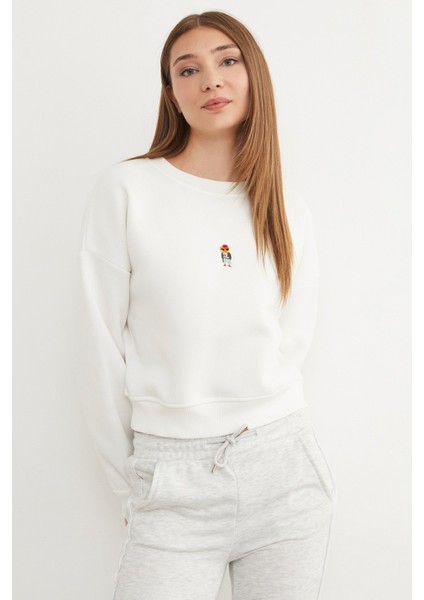 3 Iplik Ayıcık Nakışlı Bisiklet Yaka Sweatshirt fiyatları