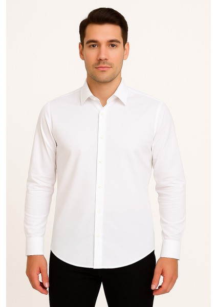 Erkek Saten Slimfit Uzun Kol Gömlek
