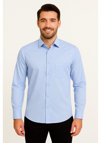 Erkek Saten Slimfit Uzun Kol Gömlek