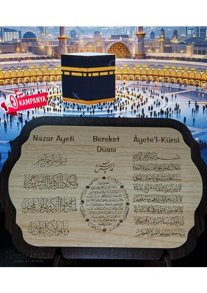 Nazar Ayeti-Bereket Duası-Ayet-El Kürsi Yazılı Mdf Masaüstlük Ev ve Ofis Için fırsatları