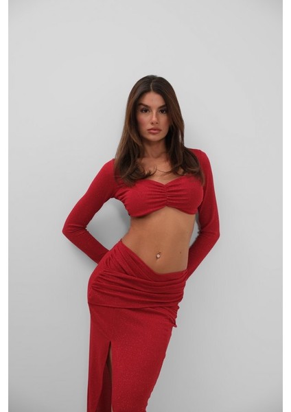 Yırtmaçlı Etek ve Crop Bluz Takım fırsatları