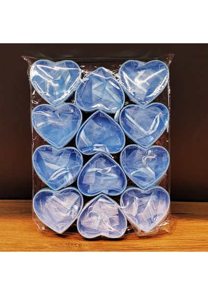 Mavi Kalp Tasarımlı Tül Kese