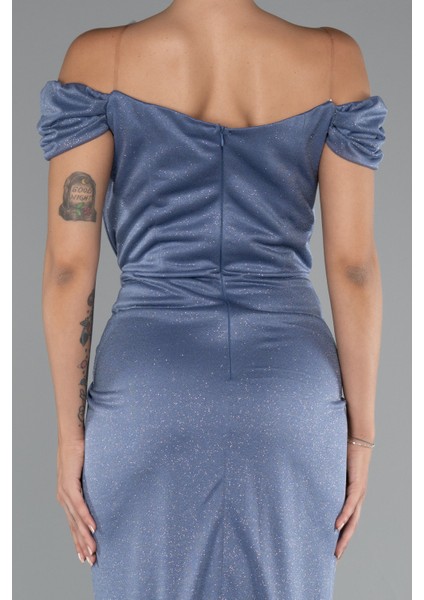 Kayık Yaka Balen Korse Uzun Simli Abiye ABU3473 fırsatları