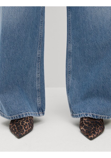 Saf Pamuklu Wide Leg Jean Pantolon fırsatları