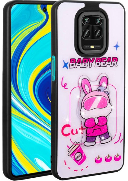 Redmi Note 9 Pro Kılıf Şirin Hayvan Figürlü ve Simli Sert Silikon Kapak Royal Case/amas