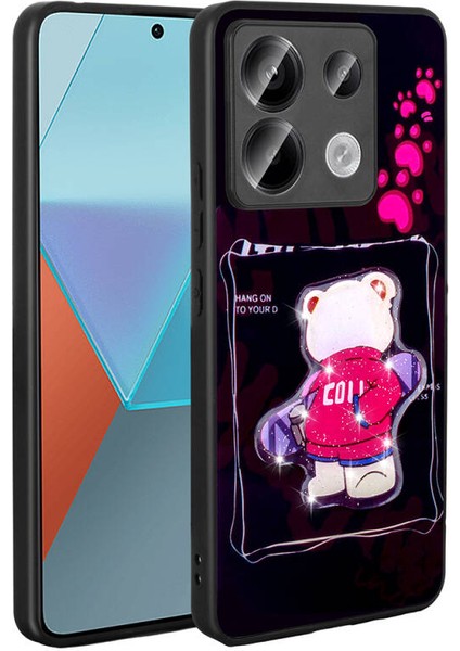 Redmi Note 13 Pro 5g Kılıf Şirin Hayvan Figürlü ve Simli Sert Silikon Kapak Royal Case/amas