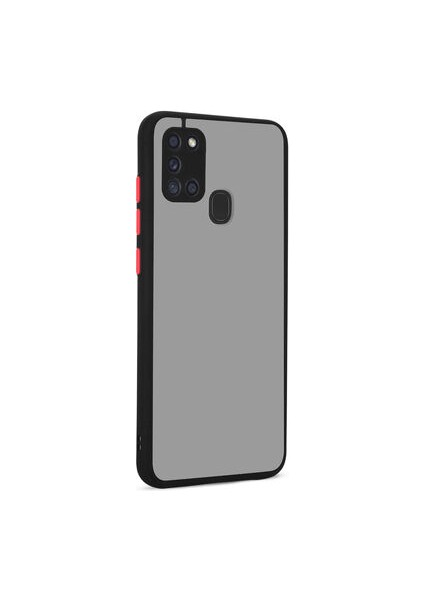 Samsung Galaxy A21S Kılıf Arkası Buğulu Kenarları Renkli Sert Premium Silikon Kapak Rcv/hux