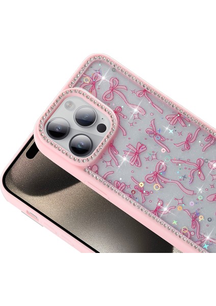 iPhone 14 Pro Kılıf Mini Desenli Taşlı ve Simli Sert Premium Siikon Kapak Royal Case/azra fırsatları