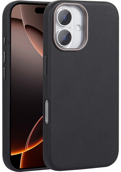 iPhone 16 Kılıf Magsafe Destekli Premium Pu Deri Kapak Royal Case/adora