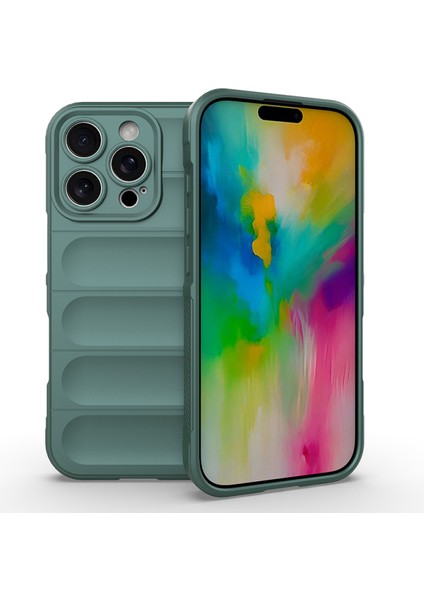 Apple iPhone 16 Pro Max Kılıf Içi Kadife Dolgulu Dalga Tutma Haznelli Premium Tpu Silikon Kapak Ryc/etnik