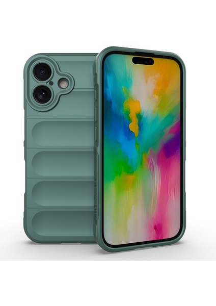 Apple iPhone 16 Kılıf Içi Kadife Dolgulu Dalga Tutma Haznelli Premium Tpu Silikon Kapak Ryc/etnik