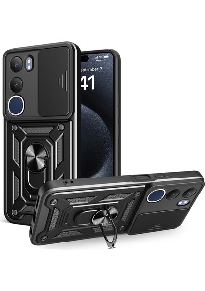 Vivo Y19S Kılıf Kamera Sürgülü ve Tam Koruma Sağlayan Sert Puma Silikon Kılıf