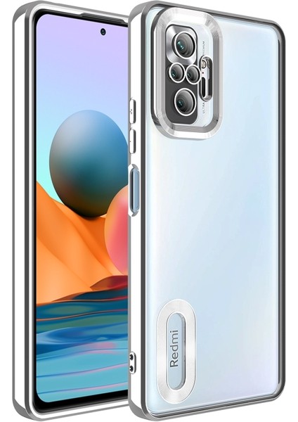 Redmi Note 10 Pro Kılıf Kenarları Lazer Renkli ve Logo Detaylı Şık Esnek Premium Silikon Kapak Ryc/omega