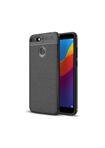 Huawei Y7 2018 Kılıf Deri Silikon Yüzeyli Yüksek Kaliteli Silikondan Üretilmiş Premium Silikon Kapak Ryc/niss