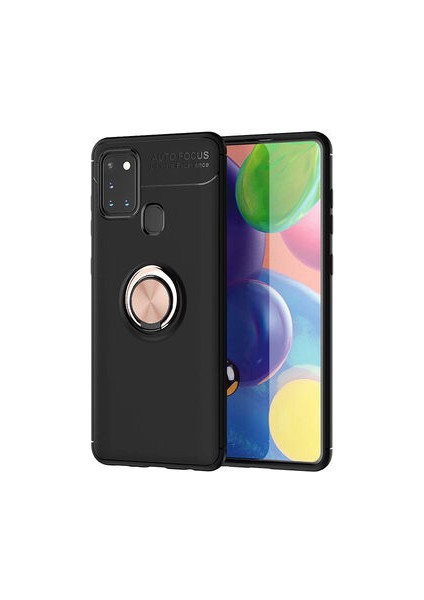 Samsung Galaxy A21S Kılıf Yüzüğü Stant ve Araç Tutucu Olabilen Şık Esnek Premium Silikon Kapak Ryc/ravel