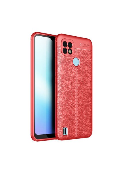 Realme C25 Kılıf Deri Silikon Yüzeyli Yüksek Kaliteli Silikondan Üretilmiş Premium Silikon Kapak Ryc/niss