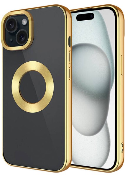 iPhone 15 Plus Kılıf Kenarları Lazer Renkli ve Logo Detaylı Şık Esnek Premium Silikon Kapak Ryc/omega