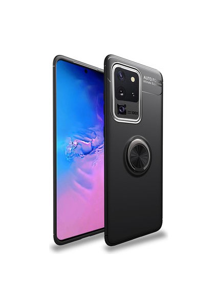 Samsung Galaxy S20 Ultra Kılıf Yüzüğü Stant ve Araç Tutucu Olabilen Şık Esnek Premium Silikon Kapak Ryc/ravel