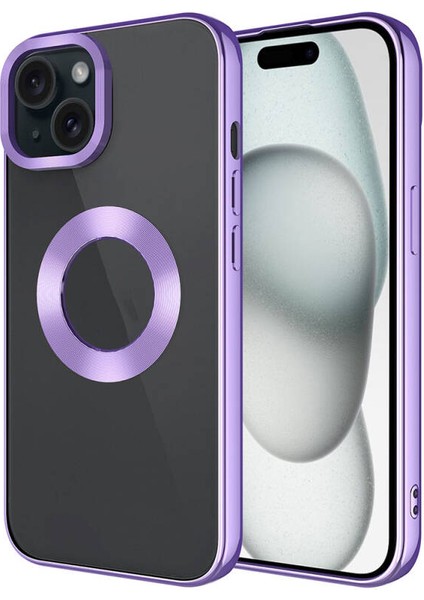 iPhone 15 Plus Kılıf Kenarları Lazer Renkli ve Logo Detaylı Şık Esnek Premium Silikon Kapak Ryc/omega