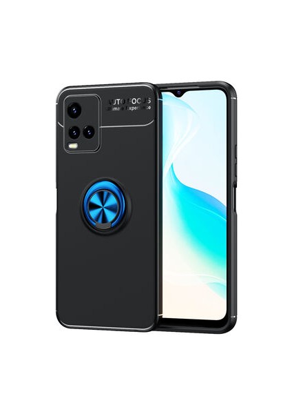 Vivo Y33S Kılıf Yüzüğü Stant ve Araç Tutucu Olabilen Şık Esnek Premium Silikon Kapak Ryc/ravel