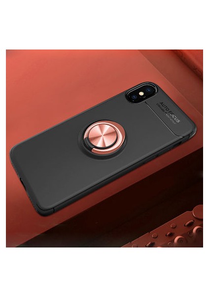 iPhone Xs Kılıf Yüzüğü Stant ve Araç Tutucu Olabilen Şık Esnek Premium Silikon Kapak Ryc/ravel