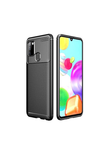 Samsung Galaxy A21S Kılıf Karbon Desenli Esnek Yüksek Kaliteli Meteryalden Üretilmiş Silikon Kapak Ryc/negro
