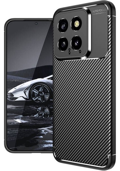 Xiaomi Mi 14 Kılıf Karbon Desenli Esnek Yüksek Kaliteli Meteryalden Üretilmiş Silikon Kapak Ryc/negro